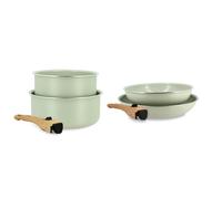 Batterie de cuisine Menastyl Colorama - 6 pièces - 2 poignées incluses - Revêtement céramique - Touts feux dont induction - Céladon