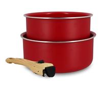 Batterie de cuisine - MENASTYL - Colorama - Aluminium - 2 casseroles + 1 poignée - Coloris magenta