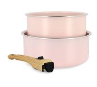 Batterie de cuisine - MENASTYL - Colorama - Aluminium - 2 casseroles + 1 poignée - Coloris rose