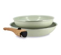 Batterie de cuisine Menastyl Colorama - 6 pièces - 2 poignées incluses - Revêtement céramique - Touts feux dont induction - Céladon