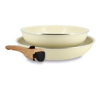 Batterie de cuisine Menastyl Colorama - 6 pièces - 2 poignées incluses - Revêtement céramique - Touts feux dont induction - Crème