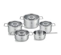 Batterie de cuisine PURE, couvercles de marmite en verre, set de 5 pc, argent, acier inoxidable, Fissler