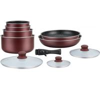 Batterie de cuisine revêtement pierre avec manche amovible 10 pieces Bordeaux Hagen HA04647-BR
