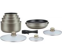 Herzberg Batterie de Cuisine 10 Pièces Revêtement Pierre HG5000, Carbone