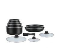 Batterie de cuisine revêtement pierre avec manche amovible 10 pieces noir Hagen HA04630-BLK