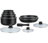 Batterie de cuisine revêtement pierre avec manche amovible 10 pieces noir Hagen HA04630-BLK