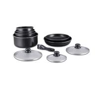 Batterie de cuisine revêtement pierre avec manche amovible 10 pieces noir Herzberg HG5000-BK