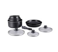 Batterie de cuisine revêtement pierre avec manche amovible 10 pieces noir Herzberg HG5000-BK