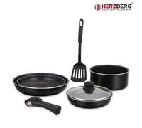 Herzberg HG-8090-7BK : Batterie de cuisine 7 pièces à revêtement en marbre