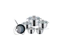 Batterie de Cuisine - ROYAL SWISS - 12 pièces - Inox - Couvercle en Verre - Non PFOA