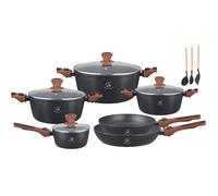 Batterie de cuisine - ROYAL SWISS - 13 pièces - Poignées amovibles - Revêtement en marbre - Compatible induction