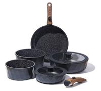 Ensembles de batterie de cuisine à induction Royal Swiss 9 pièces - 2 poignées amovibles - noir