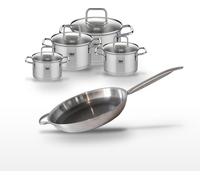 Batterie de cuisine Set casserole et poêle poêle 32 cm faitouts 12/14/16/20 cm acier inoxydable Elo Collection Relief Solution Citrin