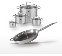 Batterie de cuisine set de casseroles 1 faitout 12 cm 1 faitout 16 cm 2 faitouts 20/26 cm poêle 32 cm Elo Collection Relief Solution Citrin