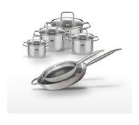 Batterie de cuisine set de cuisson 2 faitouts 12/14 cm 1 faitout 16 cm 1 faitout 20 cm 1 poêle 28/32 cm Elo Collection Relief Solution Citrin Aluminium
