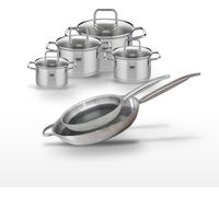 Batterie de cuisine set de cuisson 2 faitouts 12/14 cm 1 faitout 16 cm 1 faitout 20 cm 1 poêle 28/32 cm Elo Collection Relief Solution Citrin