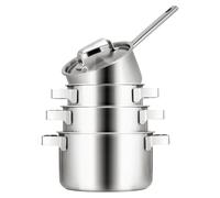 Batterie de cuisine Sola Ruby 4 pièces Premium Triply Inox - Casserole ø 16, 18, 20 cm & Casserole ø 16 cm - Induction compatible