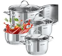 Batterie de cuisine BOLOGNE en acier inoxydable 7 pièces, pour induction - argent