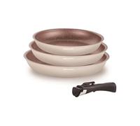 Arthur Martin - Set 3 poêles AM4754 20/24/28 cm, poignée amovible, antiadhésif, induction