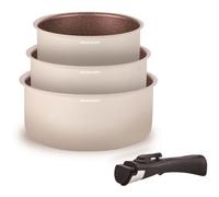 Arthur Martin – Set de 3 casseroles AM2655 – 16/18/20 cm, poignée amovible, aluminium anti-adhésif, induction