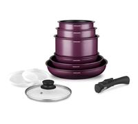 Set de casseroles - Convient pour tous les types de feux, y compris l'induction - ARTHUR MARTIN - AM2991 - Aluminium antiadhésif - 10 pièces - Prune