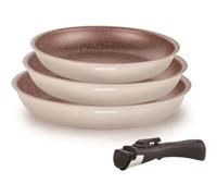 Arthur Martin - Set 3 poêles AM4754 20/24/28 cm, poignée amovible, antiadhésif, induction