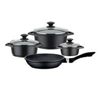 Batterie de cuisine – Compatible avec tous les types de cuisinières, y compris l'induction – – GOURMET GRANIT – Aluminium moulé massif – 7 pièces – Sans PFAS – Noir