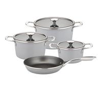 GSW Batterie de cuisine STRATOS – 7 pièces, acier émaillé, compatible induction – Gris