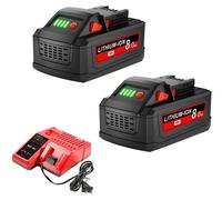 Batterie de rechange 18V - Coffret de batteries lithium-ion M18 pour outils - Haute capacité 8000 mAh - 2 batteries + 1 chargeur
