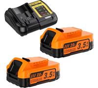 Batterie de rechange 20 V pour outils électriques - Kit batterie Li-Ion avec chargeur - Capacité 3,5 Ah - Compatible avec DCBP034 DCB206 DCB200 DCB201 DCBP520 - Or