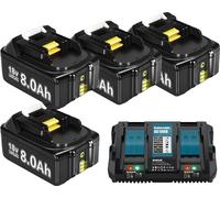 Batterie de rechange, capacité 8000mAh, compatibilité 18V, chargeur 4X8.0Ah1X6A