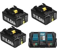 Batterie de rechange, capacité de 8000mAh, compatibilité 18V, chargeur 3X8.0Ah1X6A