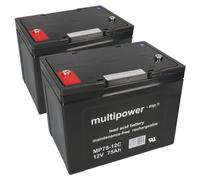 Batterie de rechange p. Invacare G24 2x batterie au plomb 12LC-75 M6 12V 75Ah résistant au cyclage MP