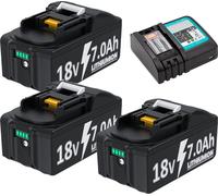 Batterie de rechange pour BL1830, 18V, capacité 7000mAh, 3 pièces 1 chargeur