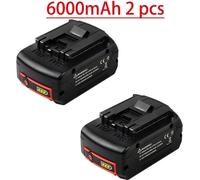 Batterie de rechange pour Bosch Professional 18V, Li-Ion 6,0Ah 6000mAh, rouge, compatible avec BAT609/BAT610/BAT618/BAT619, GBA18V/GSR18V, pack de 2