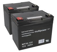 Batterie de rechange pour Invacare Mistral 2x Multipower 12V - 36Ah résistant au cyclage AGM VRLA