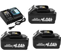 Batterie de rechange pour outils électriques, grande capacité 6000mAh, fonctions de protection intelligentes, 3 chargeurs 6.0Ah 4A