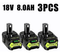 Batterie de rechange pour outils électriques - Ni-Cd 18 V - 8 000 mAh - Lot de 3 - Compatible avec les modèles P104, P105, P102 et P103 - Sans chargeur
