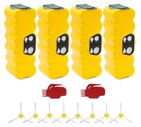 Batterie de rechange pour robot aspirateur - Pack batterie 14,4 V Ni-MH - Capacité 6000 mAh - Lot de 4 batteries - Chargeur inclus - Pour les séries 500/600/700/800/900