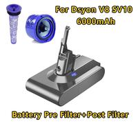 Batterie de rechange pour V6/V7/V8/V10 - Li-Ion - 21,6 V - ≥3500 mAh - Avec 1 préfiltre + 1 postfiltre - Compatible avec DC62, SV10, SV11, SV12 - Gris foncé
