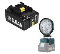 Batterie de remplacement, 8000 mAh, compatible avec plusieurs outils, 1 x 8,0 Ah, 1 lampe de travail