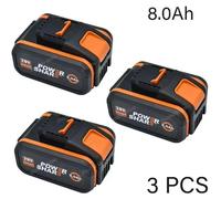 Batterie de remplacement au lithium-ion 20V - Modèle WA3553 - Batterie Li-Ion 8,0Ah - Coffret de 3 batteries - Compatible avec les modèles WA3551/WA3553 - Pour outils électriques sans fil
