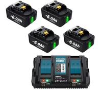 Batterie de remplacement, capacité 6000 mAh/8000 mAh, tension 18 V, ensemble de 6 batteries de 6,0 Ah