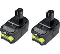 Batterie de remplacement, capacité de 6000 mAh, technologie lithium-ion, compatible avec Ryobi, lot de 2