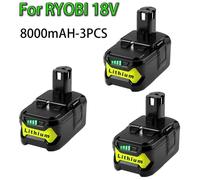 Batterie de remplacement pour P108 P107 RB18L50 - Bloc-batterie lithium-ion 18V - 8000 mAh - Lot de 3 - Compatible avec les outils électriques 12-18V de la gamme One+