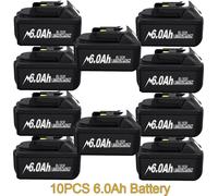 Batterie d'outils - Li-Ion 18V - Kit de 10 - 6,0Ah - Compatible avec BL1830 - Sans chargeur - Bleu
