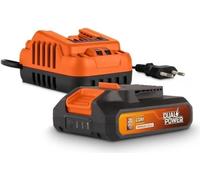 Batterie et Chargeur Dual Power, 20V 2.0Ah, Chargeur 2A, Li-ion, Compatible outils sans fil 20V, Orange et Noir