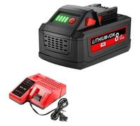 Batterie et chargeur pour outils M18 - Batterie de rechange 18V Li-Ion - Bloc-batterie 8000mAh pour outils électriques - Coffret comprenant 1 batterie et 1 chargeur - Remplace les modèles 48-11-1860/1
