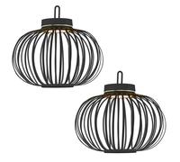 Batterie LED Lampe de table Touchdimmer Bambou Grille Lampe suspendue Extérieur Intérieur Balcon Lampe décorative, USB, 1,5W 130Lm blanc chaud, DxH 36x33 cm, 2 pièces