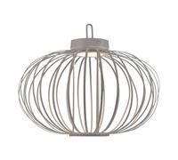 Batterie LED Lampe de table Touchdimmer Bambou Grille Suspension Extérieur Intérieur Balcon Lampe décorative, greige, USB, 1,5W 130Lm blanc chaud, DxH 46x37,5 cm